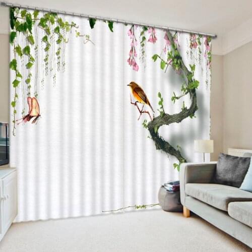Chinese Brief Window Curtains For Living Room Tree 3D Printing Blackout Curtains Thick Polyester Shade Drapes Cortinas