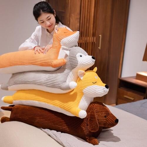 Creative Animal Pillow Dachshund Fox Plush Stuffered Toys Sofa Cushion Sleeping Dolls Kids Birthday Gifts