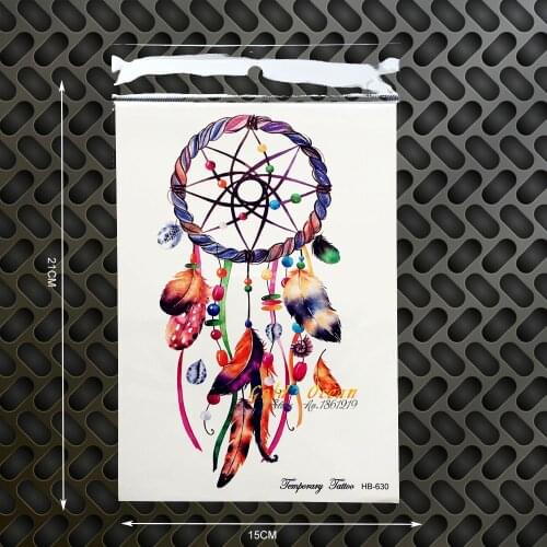 Fashion Deamcatcher Temporary Tattoo WOmen Body Art Arm Tattoo Sleeve Wall Sticker 21x15CM Dream Catcher Tatoo Home Car Decal