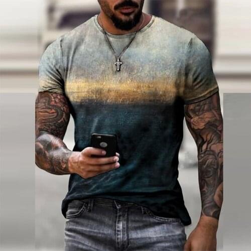 Fashion Patchwork Block Printing Tops Pullover Vintage Men Tee Shirt Streetwear 3XL 2021 Summer Casual Men Short Sleeve T-shirts