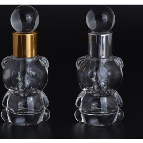 MUB - Stylish Transparent Small Bear 8ml Glass Refillable Bottle Drop Lovely Bear Empty Travel Perfume Bottles With Aluminum Cap