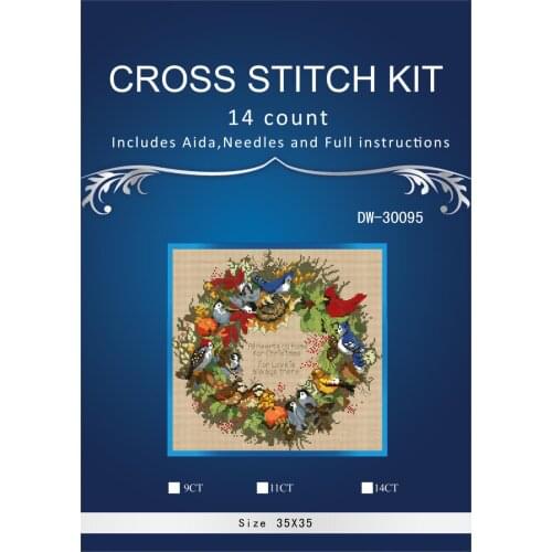 7X37CM, 14CT Beautiful Lovely Counted Cross Stitch Kit All Hearts Go Home Christmas Love Flower Bird Wreath dim 08413