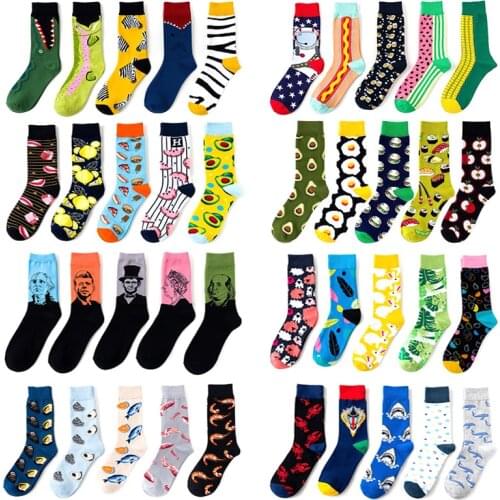 5 Pairs Women Cotton Funny Socks With Print Cute Art Socks Men Autumn Winter Warm Fashion Casual Sock Happy Van Gogh Crew Socks