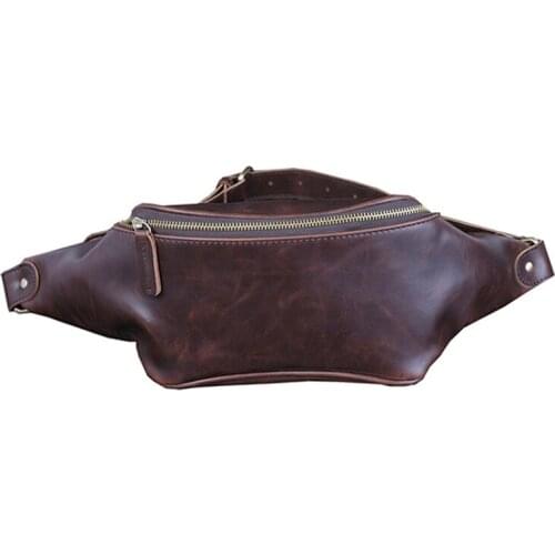 New Mens Chest Bag PU Leather Big Capacity Chest Bag Male Leisure Travel Waist Packs Adjustable Strap