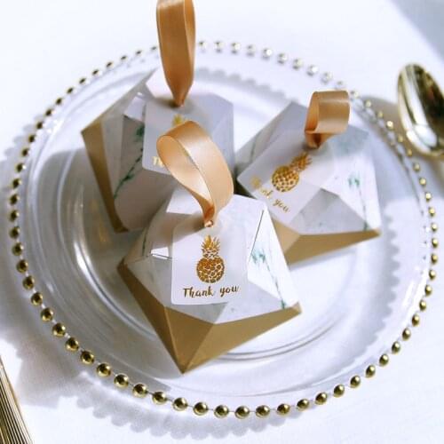 New Diamond Pineapple Marble Shape Candy Box Wedding Favors And Gifts Party Supplies Baby Shower Paper Gift Chocolate Boxes