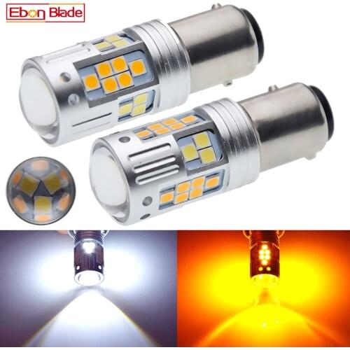 Pair Auto LED Signal Lamp 1157 BAY15D P21/5W T20 7443 T25 3157 White/Amber Dual Color Switchback Turn DRL Bulb Car Light 12V DC