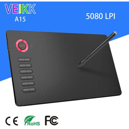 Graphics Drawing Tablet A15 for Illustrator dibujo digital Large Active Area Digital Drawing Pad with 8192 Levels Passive Pen