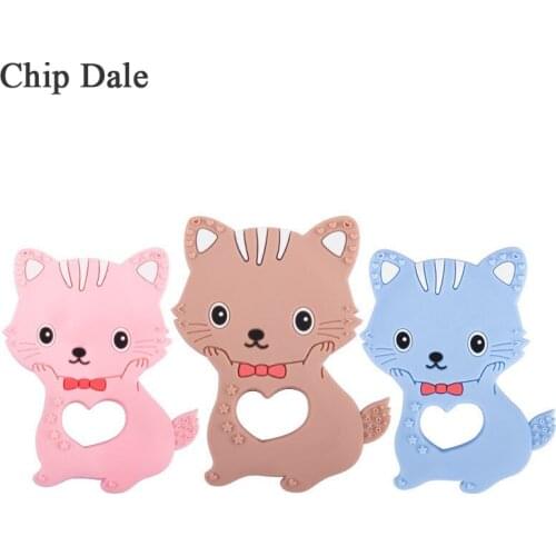 Chip Dale 5pcs Cat Baby Silicone Teether Food Grade Perle Silicone Rodent Teethers DIY For Pacifier Chain Pendant Toy