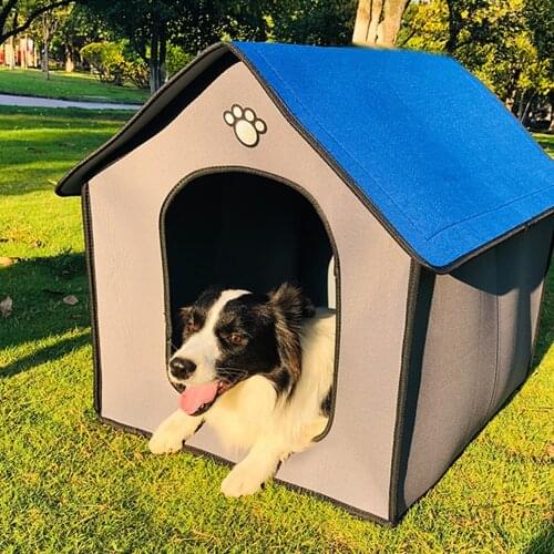 Dog House Outdoor Rainproof Simple Kennel Cage Winter Warm Modern Practical PVC Interlayer Fine Seaming Waterproof Send Mat