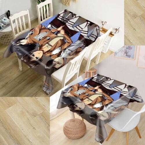 Custom Attack on Titan Table Cloth Oxford Print Rectangular Waterproof Oilproof Table Cover Square Wedding Tablecloth