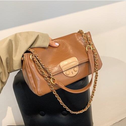 YaoKu Western Style Bag Womens Summer Lock Bag with Chain 2021 New-Style Shoulder Square Bags