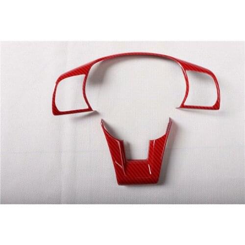 Carbon Fiber Red ABS Car Steering Wheel Cover Trim Deocration Car Sticker For Hyundai Sonata 9th 2015-2018