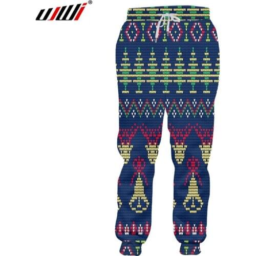 UJWI 3d Print Men/Women Full Length Christmas Outfit Matching Sweatpants Top Casual Winter Pants Deer Bell Jogger Trousers