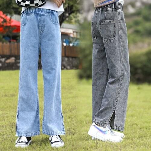 2021 Spring Autumn New Fashion Wide Leg Jeans for Kids Fashion Denim Pants Toddler Girls Loose Trousers Children Casual Pant Q05