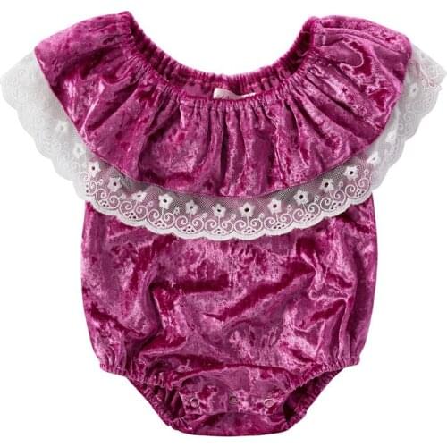 Adorable newborn baby romper summer infant kids lace jumpsuit toddler girls velvet bodysuit children outfits 0-24m