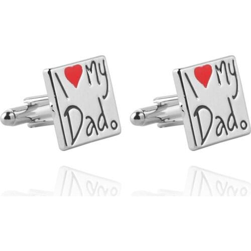 I Love My Dad Cufflinks High Quality Luxury French Cufflinks For Mens Daddy Heart Shirt Cuff Links Tie Clip Fashion Family Gifts