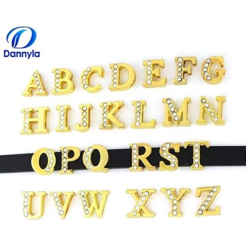 1300pcs/lot 8mm Half Gold Rhinestones Silde Leather Fit 8mm DIY Wristband Bracelet Jewelry LSSL35