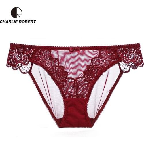 CR New Female 3pcs Ultra-thin Transparent Briefs High Quality Sexy Lingerie Lace Panties Plus Size Soft Underwear for Women