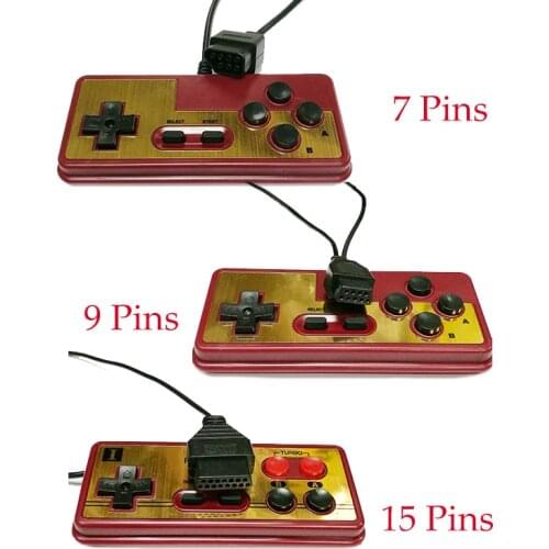 7 Pin 9 Pins 15 Pin Plug Cable GamePad Game Controller for 8 Bit Video Game Console with Turbo A B Button