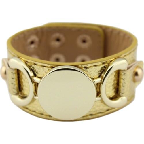 B1596 New Monogram Blank Leather Wrap Cuff Bracelet for Women Snap Button Jewelry Womens Bracelets & Bangles Wholesale