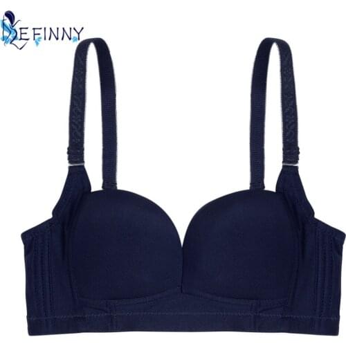 Women B Cup Plain Thin Push Up Bra Wire Free Fashion Student Girl Everyday Intimates Adjustable Smooth Glossy Sexy Lingerie