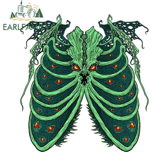 EARLFAMILY 13cm X 12.1cm for Scary Demon Picture Box Car Stickers Cartoon Windows Refrigerator Decal Motorcycle Vinyl Car Wrap