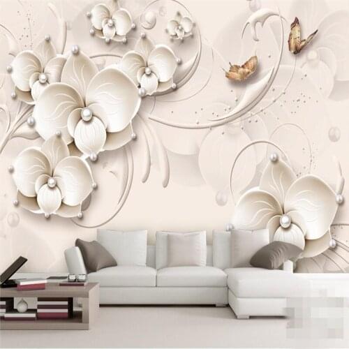 Beibehang Custom Photo Wallpaper Mural Wall Sticker Modern Simple Stereo Jewelry Flower TV Wall Background papel de parede
