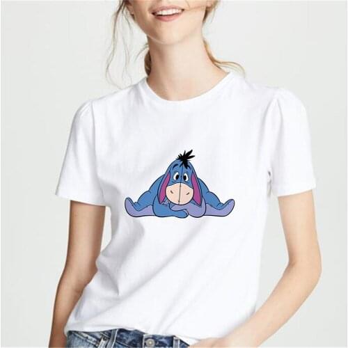 Disney Creative T Shirt Womens Best Friends Forever Tshirt Eeyore Print Streetwear Winnie The Pooh Tshirt Female Tops Dropship