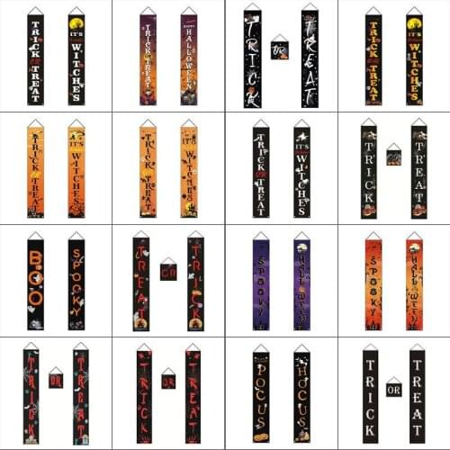 Halloween Party Decoration Trick or Treat Porch Sign Door Banner Hanging Flag