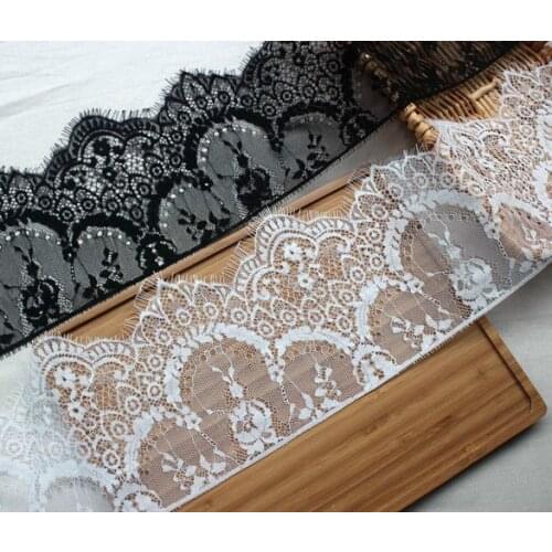 6M/Lot Eyelash Lace Trim Embroidery Lace Fabric 16CM Wide DIY Wedding Dress Veil Clothing Stitching Home Accessories CR1782