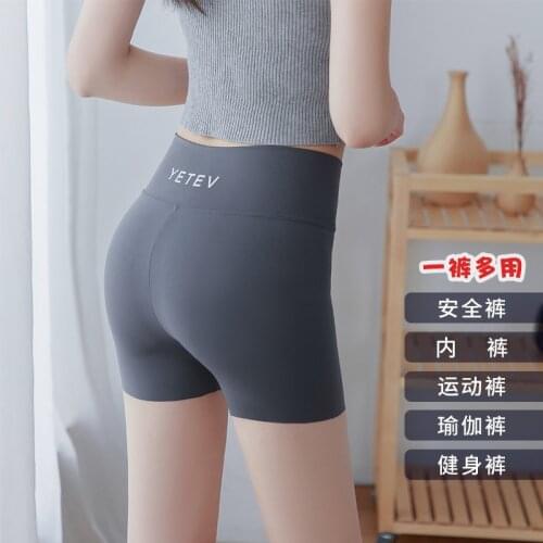 Shark skin leggings anti-empty safety pants womens panties two-in-one high-waist belly-lifting three-quarter pants summer thin