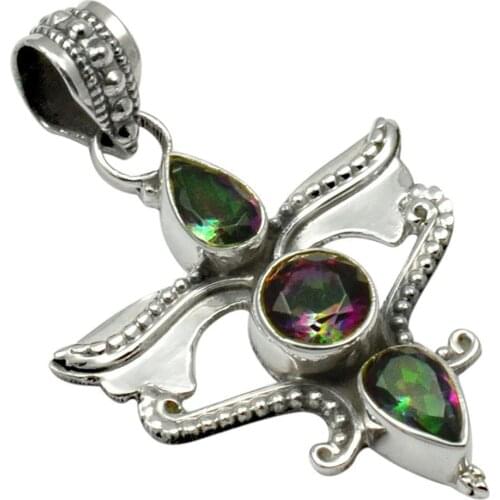 Lovegem Genuine Mystic Topaz 925 Sterling Silver , 41.7 mm, AP4399