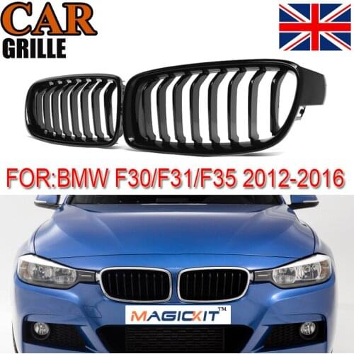 MagicKit 2x Gloss Black Front Kidney Grill Grilles For BMW F30 F31 F35 3 Series 2012-2018
