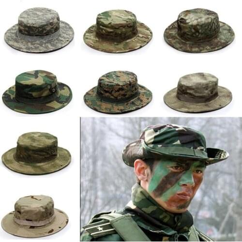 Men Military Tactical Cap Camouflage Boonie Hat Sun Protector Outdoor Paintball Airsoft Army Training Fishing Hunting Hiking Cap