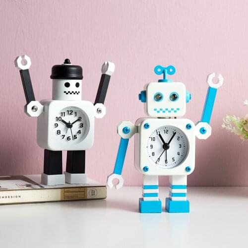 Desk Decoration Creative personality metal robot alarm Clock small Decoration Bedroom bedside Table Home Accessories