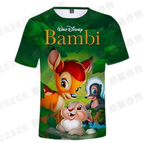 2021 New Disney Anime Bambi II 3D Print T Shirt Boy Girl Kids Fashion Men Women Children Summer Short Sleeve Cool Tops Tee