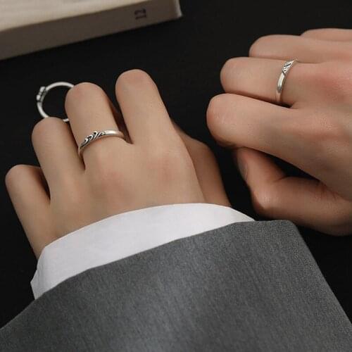 Korean Couple Rings For Men Women Opening Adjustable Fashion Simple Hot Sale Girlfriend Valentines Day Gift Jewelry BOYULIGE