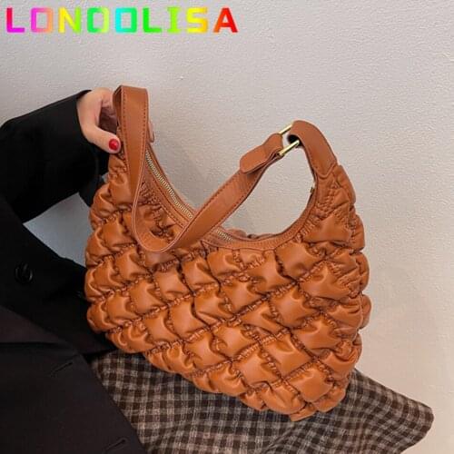 Casual Large Capacity Tote Shoulder Bag Designer Ruched Handbag Luxury Design Quilted Padded Bag Fashion Female Big Purse 2021