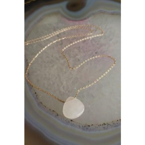Silver Natural Kuars Stone Gilded Chain Necklace