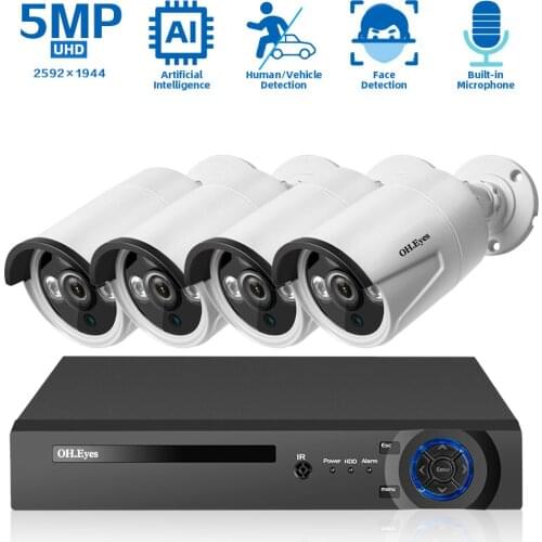 CCTV Camera Security System Kit 4CH 4K POE NVR Kit Outdoor House Video Surveillance IP Monitoring Cameras System Set 5MP XMEYE