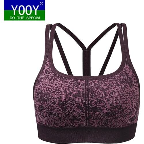 YOOY Women Yoga Sports Bra For Running Gym Wire Free Shakeproof Push Up Brand Bra Female Seamless Underwear Fitness Sport Top