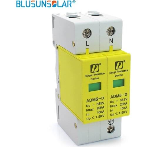 50 pieces / lot 2P L+N 10KA~20KA 220V 385V AC Din Rail Surge Protection Device Lightning Arrester Brand New In Box Over Voltage