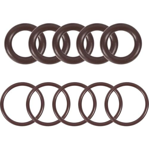 Uxcell 10Pcs Fluorine Rubber O-Rings 10-30mm OD 5-25mm ID 2.5mm Width FKM Seal Gasket Brown to Greases Aliphatic Aromatic