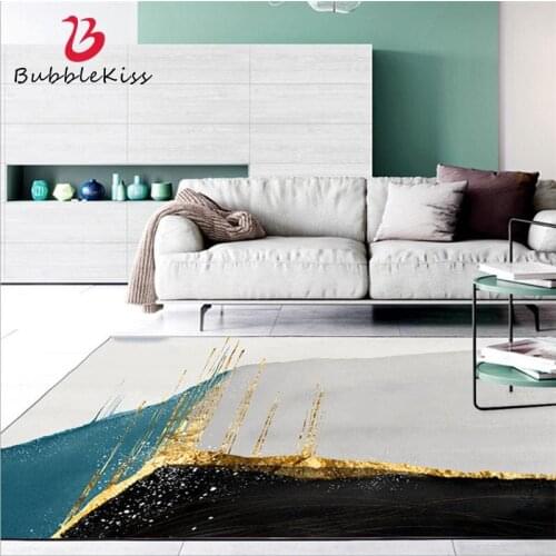 Bubble Kiss Nordic Style Abstract Landscape Gold Line Pattern Carpet Home Decor Polyester Area Rug for Bedroom Floor Mats