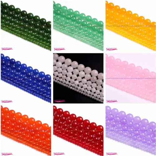 High Quality Wholesale 4mm 6mm 8mm 10mm 12mm 14mm Natural Multicolor Jades Stone Round Loose Beads 15" Jewelry Making wj399
