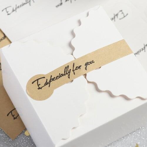 108Pcs/Pack Especially for You Long Kraft Sticker Gift Decor Cookie Packaging Bag Paper Bakery Lollipop Shape Wrapping Stickers