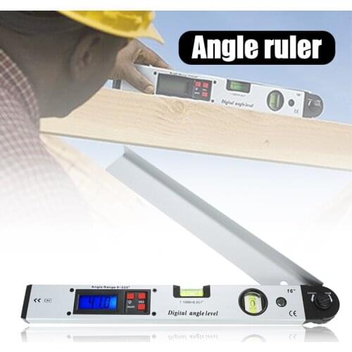 16 Inch Angle Ruler 0-225°Digital Protractor, With Digital Display Level 400mm With Backlit LCD Digital Angle Measuring can CSV