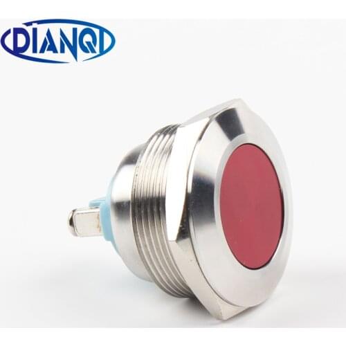 25mm stainless steel metal push button switch flat round momentary 2 screw car switches Red 1NO
