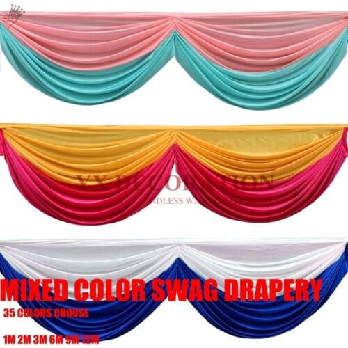3M 6M 9M Mixed Color Top Swag Curtain For Wedding Backdrop Stage Background Banquet Event Decoration