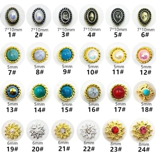 50pcs/pack Japan Korea 3D Nail Art Decorations Metal Nail Accessories Circle Oval Nail Parts Charm Alloy Nail Tips Supplies